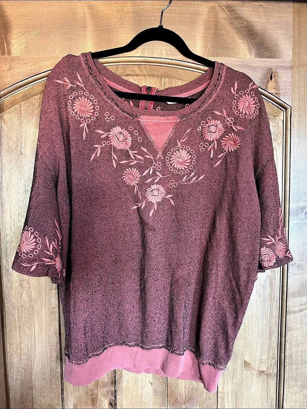 Free People At My Best Embroidered Hoodie Tunic Purple